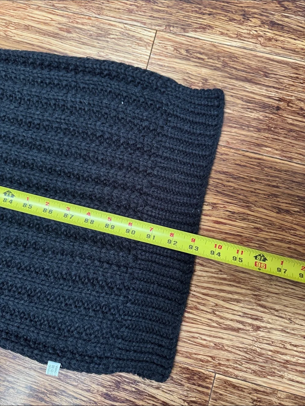 Black oversized ribbed crochet cable knit winter scarf one size